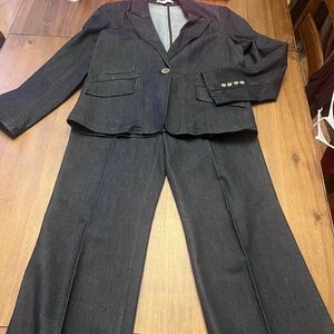 Structured Denim-Inspired Two-Piece Suit